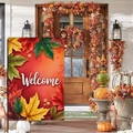 Welcome garden flag with colorful maple leaves for autumn outdoor yard decoration - Tricolor Maple Leaves Text (HYQ92-17)