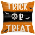 Federa cuscino Halloween a righe arancioni e nere con stampa teschio Trick or Treat - Stile Trick Or Treat Teschio (DYM372-4)