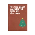 Close-up of Christmas wall tapestry texture with tree and festive holiday quote - Brick Red Background Christmas Tree and Text (DQ04-17)