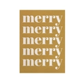 Close-up of mustard yellow Christmas banner showing detailed linen canvas texture and merry text - Mustard Yellow Merry Repeat Style (DQ04-16)