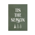 Macro shot showing texture of green fabric Christmas banner with Tis The Season text - Dark Green 'Tis The Season Style (DQ04-15)
