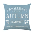 Light blue square linen pillow cover with white Farm Fresh Autumn Harvest print design - Light Blue Autumn Harvest Style (DYM349-37) / 45cmx45cm Linen Without Core