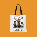 Mini Halloween canvas tote bag with black cats society print and pumpkin design - Black Cat Society Style (FBDT02-3)