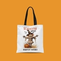 Mini Halloween canvas tote bag with scarecrow and pumpkin print in autumn harvest style - Scarecrow Harvest Style (FBDT02-5)