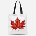 Borsa tote in tela bianca con stampa foglia d'acero rossa e manici neri resistenti - Stile Foglia d'Acero Rossa(FBDT21-1)