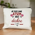 Linnen make-up tasje cadeau voor Franse ATSEM met print en zwarte ritssluiting - 21.5*15cm Hoge Dichtheid Linnen / Hand Palm Hart Patroon (TSND29-14)