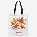 Sac fourre-tout en toile avec feuilles d'érable d'automne et texte My Favorite Color - Thème de Feuille d'Érable d'Octobre(FBDT21-16) / 33*39cm