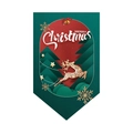 3D paper-carved Christmas banner with golden reindeer and Merry Christmas text - Dark Green 3D Paper Cut Style (DQ05-12)
