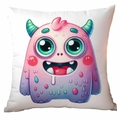 Cute cartoon monster pillow cover with purple gradient design and green eyes - 45*45cm Short Plush Single Sided Without Core / Pink Purple Horned Monster (CDR370-5)