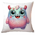 Cute cartoon monster throw pillow cover with blue and pink gradient on white background - 45*45cm Short Plush Single Sided Without Core / Blue Pink Gradient Monster (CDR370-10)