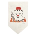 Artistic linen Christmas pennant with Picasso style figure and festive red hat motif - Picasso Style Figure Image (DQ02-4)