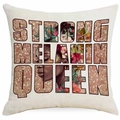 Linen pillowcase featuring Strong Melanin Queen text and African woman floral print - Tropical Floral Melanin Queen (DYM377-12)