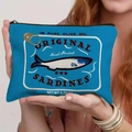 Estuche de sardinas azul marino con ilustración vintage y cremallera creativa de anilla - 21.5*15cm / Azul oscuro