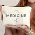 Borsa porta medicinali portatile in tela color crema con cerniera per il viaggio - Stile Decorativo Pillola Rossa (TSND41-4) / 21.5*15cm