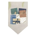 Drapeau de Noël rustique avec illustrations de boîtes cadeaux sur tissu texturé - Motif Empilement de Boîtes Cadeaux Vintage (DQ01-3)