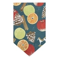 Fanion de Noël bleu canard avec motifs de fruits dessinés à la main et petit cheval - Motif Éléments Automne Hiver Bleu Sarcelle (DQ01-4)