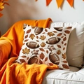Detail of autumn pillow cover with maple leaf and rugby pattern on fabric texture - Football and Maple Leaf Pattern (DYM379-4) / 45*45cm Cover Only