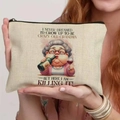Funny Grandma canvas makeup bag with zipper closure and colorful illustration design - 21.5x15cm / Crazy Old Grandma (THZB18-21)