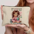 Canvas travel makeup bag with Some Moms Swear Too Much funny quote and mom illustration - 21.5x15cm / Moms Swear Too Much (THZB18-28)