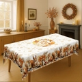 Autumn tablecloth with Hello Fall lettering and squirrel patterns for Thanksgiving decor - Autumn Wreath Style (ZB696-4) / 40*60cm Brushed Fabric