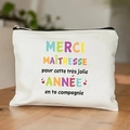 Linnen make-uptasje met Merci Maîtresse opdruk cadeau voor de lerares - 21.5*15cm Hoge Dichtheid Linnen / Leraar Waardering Rood Hart (TSND29-7)