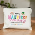 Linnen tasje voor leraren met regenboog graphics op een houten tafelblad - 21.5*15cm Hoge Dichtheid Linnen / Regenboog Boek Hart (TSND29-8)