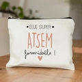 Linnen make-uptasje met Elue Super Atsem opdruk en zwarte ritssluiting - 21.5*15cm Hoge Dichtheid Linnen / Super ATSEM Hart (TSND29-13)