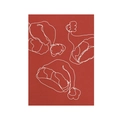 Red Christmas wall hanging featuring white line art of Santa hats on fabric texture - White Line Drawing Christmas Hat Style (DQ04-2)