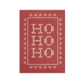 Christmas cross-stitch wall hanging with HO HO HO embroidery on red festive fabric - HO HO HO Lettering Style (DQ04-3)