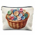 Close-up of canvas storage bag showing fine fabric texture and vintage button basket print - 21.5*15cm / Hand-painted Button Basket (TSND50-5)