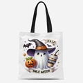 Sac fourre-tout en toile pour Halloween avec fantôme mignon et motif de café - Motif Fantôme HALF WITCH (FBDT03-13)