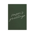 Dark green leather textured Christmas card with white Season's Greetings script - Dark Green Season's Greetings Style (DQ04-13)