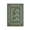 Dark green Christmas banner with white FA LA LA embroidery for holiday home decoration - Forest Green FA LA LA Text Style (DQ04-23)