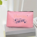 Trousse à maquillage rose en toile avec texte Maman plus que PARFAITE et fermeture - Maman plus que PARFAITE (TSND40-4)