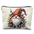 Winter watercolor Christmas gnome makeup bag with festive pine cones and red berries print - Tsnd58-18 / 21.5*15cm High Density Linen