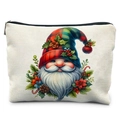 Close-up of a Christmas gnome canvas pouch featuring red and green plaid festive patterns - Tsnd58-15 / 21.5*15cm High Density Linen