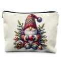 Details der Weihnachts-Gnom-Kosmetiktasche mit Stoffstruktur und silbernem Reißverschluss - Kiefern- und Zedernwichtel Stil (TSND58-4)