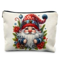 Winter watercolor Christmas gnome makeup bag with festive floral canvas texture - Red Snowflake Hat Gnome Style (TSND58-7)