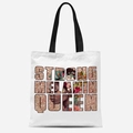 Sac fourre-tout en toile blanche avec imprimé floral Strong Melanin Queen et anses - Lettrage Strong Melanin Queen (TFBD36-12) / 33*39cm