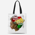 Sac fourre-tout en toile blanche avec motif héritage africain et anses noires - Design de Coiffure Carte d'Afrique (TFBD36-15) / 33*39cm