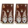 Pack de dos paños de cocina con tema de café y diseño de gnomos en tonos marrones - 40x60cm / Tema de Gnomo de Café (MJBT72-2)