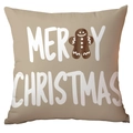 Fodera per cuscino quadrata beige Merry Christmas con dettaglio di omino di pan di zenzero - 45*45cm Peluche Corto Monofacciale Senza Interno / Stile Omino Pan Zenzero Merry Christmas (CDR384-3)