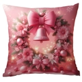 Rosa Weihnachts-Kissenbezug mit festlichem Kranz und Schleifen für die Feiertagsdekoration - 45x45cm Einseitig (Ohne Füllung) / Rosa Weihnachtskranz-Stil (CDR385-1)