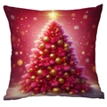 Detailaufnahme des digitalen Weihnachtsbaumdrucks auf weichem quadratischem Kissenbezug - 45x45cm Einseitig (Ohne Füllung) / Rosa Weihnachtsbaum-Stil (CDR385-2)