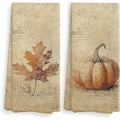 Microfiber dish towels set with autumn pumpkin and maple leaf prints for Thanksgiving - Retro Newsprint Pumpkin (MJBT73-7) / 40*60cm