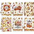 Pack of six microfiber dish towels with autumn pumpkin and maple leaf prints for fall decor - Truck Gnome 6-Piece Set (MJBT73-9) / 40*60cm
