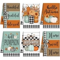 6-pack Thanksgiving kitchen towels featuring autumn pumpkin and maple leaf prints - Grateful Harvest 6-Piece Set (MJBT73-12) / 40*60cm
