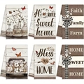 6-piece Thanksgiving microfiber kitchen towels with pumpkin and vintage truck prints - Country Farmhouse 6-Piece Set (MJBT73-13) / 40*60cm
