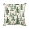 Vintage kerstkussenhoes van linnen met kerstboompatroon voor bankdecoratie - 45*45cm Linnen Enkelzijdig Geen Vulling / Noords Bos Dennenboom Stijl (DYM393-4)