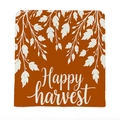 Detail van de linnen textuur met Happy Harvest tekst en een herfstachtig esdoornpatroon - 49*58cm / Vrolijke Oogst Stijl (TYT15-2)